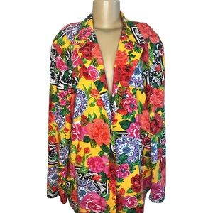 Vintage 80s Tailor Flex Abstract Floral Blazer